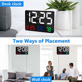 Digital Wall Clock,11.5" LED Digital Alarm Clock Large Display,with Remote Control,Adjustable Brightness, Calendar, Temperature, Snooze, 12/24 H, for Living Room, Office, Bedroom, Elderly, Adults