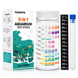 Aquarium Test Strips for Freshwater Fish: 9 in 1 Fish Tank Water Testing Kit for Aquarium Pond - Testing Nitrate Nitrite Hardness Free Chlorine pH Carbonate Total Alkalinity-100 Strips