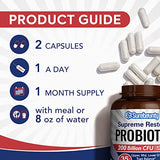 Surebounty Probiotic for Men & Women, 200 Billion CFU 35 Strains, Prebiotics + Digestive Enzymes, Supreme Restore Probiotic Supplement, Upper, Mid, Lower GI Tract Balance, 60 Veggie Capsules, 1 Month