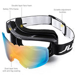 JULI Ski Goggle/Snow Snowboard Goggles for Men, Women & Youth - 100% UV Protection Anti-Fog Dual Lens(Black Frame+15% VLT Colorful Len)