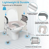Raised Toilet Seat with Handles, 6 Levels Adjustable Height Fits Most Toilets Elevated Toilet Seat Riser with Cozy Padded&Storage Bag, Toilet Safety Frame for Seniors,Handicap,Pregnant,Support 350lbs