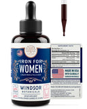 WINDSOR BOTANICALS Liquid Iron Supplement for Women Folic Acid, Vitamin C, Vegan