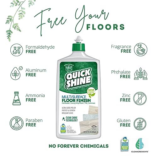 Quick Shine Multi Surface Floor Finish 27oz, 2Pk | Cleaner & Polish to use on Hardwood, Laminate, Luxury Vinyl Plank LVT, Tile & Stone | Safer Choice w/Clean Shine Technology | Shine-Protect-Refresh