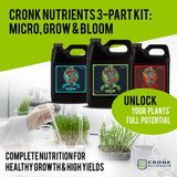 Cronk Nutrients 3-Part Kit - Complete Vegetative & Bloom Plant Food for Indoor & Outdoor Hydroponics, Soil, and Soilless Gardens - Supports Healthy Growth & Abundant Yields, 500mL