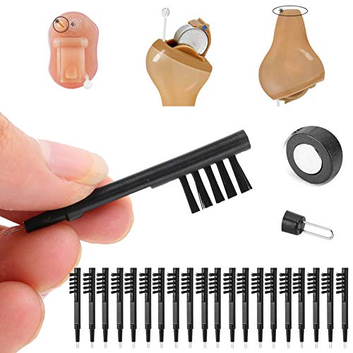 20pcs Hearing Aid Brushes for Cleaning, Hearing Aid Cleaning Brush, Hearing Amplifier Cleaning Brush with Wax Loop Magnet, Hearing Aid Accessory, Hearing Aid Cleaning Kits