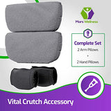 Crutch Pillows Set - Moisture Wicking Under Arm Crutches - Gray - Handle Pillow Covers for Hand Grips - Crutch Pads Fits Standard Crutches - Machine Washable & Latex Free Crutches for Adults, Youth