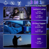 Solar Bug Zapper Outdoor, Electric Mosquito Zapper with 3600mAh Rechargeable Battery for Home, Backyard, Camping, 4200V High Powered 3 in 1 Fly Insect Killer for Mosquitoes, Gnats, Flies, Moths