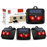 Solar Powered Nocturnal Animal Repeller, Predator Control Light Animal Repellent Device, Red Led Light Outdoor Deterrent Coyote Raccoon Deer Fox Skunk Squirrel for Garden Yard Farm Chicken Coop (4)