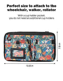 ISSYZONE Wheelchair Side Bag, Upgraded Walker Pouch Bag with Cup Holder, Wheelchair Armrest Accessories for Walker, Rollator, Electric Scooter Wheelchairs, Ideal Gift for Seniors, Green