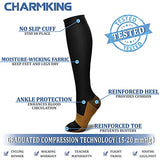 CHARMKING Compression Socks for Women & Men (8 Pairs) 15-20 mmHg Graduated Copper Support Socks are Best for Pregnant, Nurses - Boost Performance, Circulation, Knee High & Wide Calf (L/XL, Multi 48)