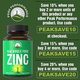 Vegan Zinc Supplement with Vitamin C. Zinc Supplements by Peak Performance. Zinc 30mg Capsules, Pills, Tablets, Vitamins for Adults Both Men and Women