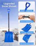 SEG Direct 47" Snow Shovel Collapsible, Large Aluminum Shovel Spade for Winter, Emergency Shovel for Car Snowmobile, Lightweight Portable Scoop for Driveway Camping Garden with Carrying Bag, Blue