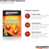 Grabber Hand Warmers - Long Lasting Safe Natural Odorless Air Activated Warmers - Up to 7 Hours of Heat - 10 Pairs,one color,HWPP10DISPLAYUSA