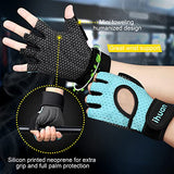 ihuan Breathable Weight Lifting Gloves: Fingerless Workout Gym Gloves Wrist Support Palm Protection Extra Grip for Fitness Rowing Pull-ups(Green, S)