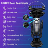 Solar Bug Zapper for Outdoor & Indoor, USB Rechargeable Mosquito Killer Lamp with UV Light, 4500V Electric Fly Traps, Insect Zapper for Patio, Home, Backyard, Garden, Camping