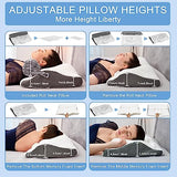 Elviros Cervical Memory Foam Pillow for Neck Support, Adjustable Contour Roll Traction Pillows, 3 in 1 Ergonomic Neck Pain Releif Orthopedic Bed Pillow for Side Back Stomach Sleeper, Blue