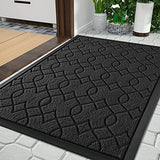 Yimobra Durable Front Door Mats, Heavy Duty Water Absorbent Mud Resistant Easy Clean Entry Outdoor Indoor Rugs,Non Slip Backing, Exterior Mats for Outside Patio Porch Farmhouse,36 x 24, Black