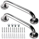 2 Pack 12 Inch Shower Grab Bar, ZUEXT Chrome Stainless Steel Bathroom Grab Bar, Shower Handle, Bathroom Balance Bar, Safety Hand Rail Support - Handicap, Elderly, Injury, Senior Assist Bath Handle