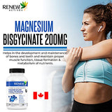 Renew Actives Magnesium Glycinate Supplement: 200 mg Magnesium Bisglycinate - Natural Elemental Support for Heart Muscle Function, Energy Metabolism & Tissue Formation. - 120 Capsules