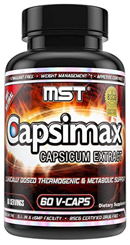 MST Capsimax Supplement 100mg V Capsules, 60 Servings Clinically Dosed Weight Management, Thermogenic, Appetite Control, Calorie Burning, Metabolic Health, Stimulant Free. BSCG Certified