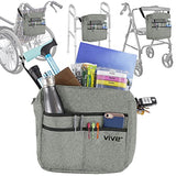Vive Wheelchair Bag for Accessories (12" x 5 x 12") - Large Adjustable, Folding, Waterproof Backpack - Fits Walkers, Rollators, and Chairs - Pouch for Elderly & Seniors - Caddy Pouch Tray Attachment