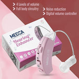 Digital Hearing Amplifier - Behind the Ear Sound Amplifier Set, BTE Hearing Ear Amplification Device and Digital Sound Enhancer PSAD for Hard of Hearing, Noise Reducing Feature, Pink by MEDca