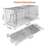 KOCASO Large Live Animal Trap Cage, Foldable Heavy Duty Humane Rat Trap for Indoor and Outdoor, Metal Mouse Trap for Squirrel Gopher Chipmunk Mice Raccoon, Easy to Catch and Release 31"x11"x12"