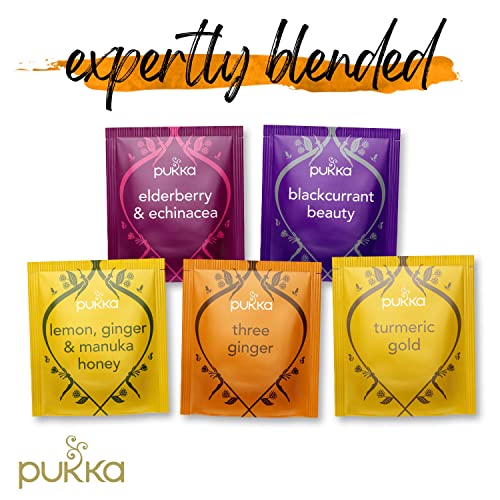 Pukka Organic Gift Set Tea Bags, Support Herbal Tea Bags Variety Pack, 45 Tea Bags