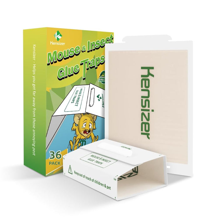 Kensizer 36-Pack Mouse & Insect Glue Traps Trampas para Ratones Pest Trap with Peanut Flavor Catching Mice, Millipedes, Scorpions, and Other Insects Indoor