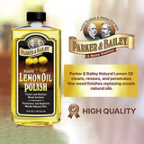 PARKER & BAILEY LEMON OIL POLISH - Natural Lemon Scented Wood Cleaner & Furniture Polish, Cleans, Renews, Restores & Rejuvenates Wood Surfaces, 16oz