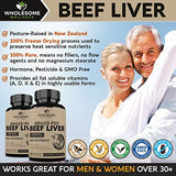 Grass Fed Desiccated Beef Liver Capsules (180 Pills, 750mg Each) - Humanely Pasture Raised Undefatted in New Zealand Without Hormones or Chemicals