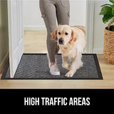 Gorilla Grip 100% Waterproof All-Season WeatherMax Doormat, Durable Natural Rubber, Stain and Fade Resistant, Low Profile, Indoor Outdoor Doormats, Easy Clean Patio Entrance Mat, 17x29, Steel Chevron