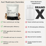 Auri Super Mushroom Gummies - All-in-One Daily Supplement Gummy - 12 Mushroom Blend with Chaga, Lions Mane, Reishi, Cordyceps - Boost Your Immunity, Focus, Energy, Mood - 60 Gummies
