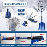 ZIHUA Car Snow Shovel for Vehicle,40" Folding Emergency Snow Shovel for Car,Snow Shovel for Car Driveway with Comfortable D-Grip Handle Portable,Car Trunk Snow Shovel (Blue)