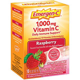 Emergen-C 1000mg Vitamin C Powder, with Antioxidants, B Vitamins and Electrolytes, Immunity Supplements for Immune Support, Caffeine Free Fizzy Drink Mix, Raspberry Flavor - 10 Count