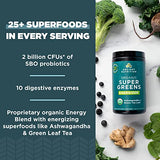 Ancient Nutrition Supergreens Energizer Powder, Organic Superfood Powder with Caffeine, Made from Real Fruits, Vegetables and Herbs, for Digestive and Energy Support, 25 Servings, 7.5oz