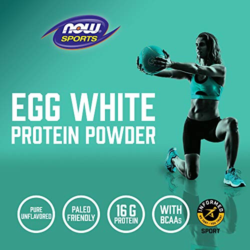 NOW Sports Nutrition, Egg White Protein, 16 g With BCAAs, Unflavored Powder, 5-Pound