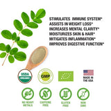 Supreme Herbals, 100% Raw and Pure Moringa Leaf Powder. Organic Certified Moringa Leaf. Natural Superfood with Essential Amino Acids, Antioxidants, and Omega 3, 8 oz Resealable Bag.