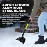 IDZO Metal Snow Shovel for Snow Removal Heavy Duty, Ideal Height 44 1/2 Inches Snow Scoop Shovel with Strong Aluminum Wide Blade, Durable & Convenient Fiberglass D Handle with Ergonomic EPE Foam Grip