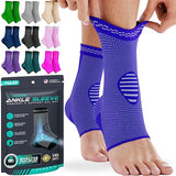 Modvel 2 Pack Ankle Brace Compression Sleeve | Injury Recovery, Joint Pain | FSA or HSA eligible | Achilles Tendon Support, Plantar Fasciitis Foot Socks with Arch Support