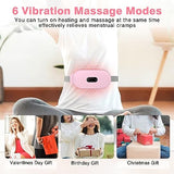 Glyduny Heating Pads, Period Cramp Massager Portable Cordless Heating Pad with 6 Heat Levels and 6 Massage Modes for Back Pain Relief Menstrual Heating Pad, Pink