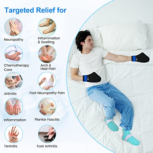 SuzziPad Cold Therapy Socks & Hand Ice Pack Cold Gloves for Chemotherapy Neuropathy, Chemo Care Package for Women and Men, Ideal for Plantar Fasciitis, Carpal Tunnel, Arthritis Hand Pain Relief, S/M