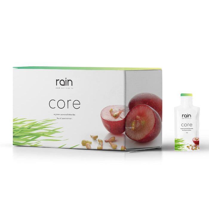 Rain CORE, Super Green Supplements, 30 Easy-Sip Pouches, Includes Black Cumin Seed, Kale, Cranberry Seed, Spirulina, Milk Thistle, and Wheat Grass, Overall Detox Cleanse and Immune Support Supplement