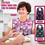 TaoTazon Adult Bibs,3 Packs Cherry Blossom Adult Bibs for Women Eating Washable with Crumb Catcher