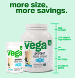 Vega Protein Made Simple Vanilla XL Value Tub (70 Servings) Stevia Free Vegan Protein Powder, Plant Based, Healthy, Gluten Free, Pea Protein for Women and Men, 3.9lbs