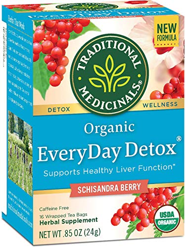 Traditional Medicinals Tea, Organic EveryDay Detox Schisandra Berry, Supports Healthy Liver Function, Detox, 96 Tea Bags (6 Pack)