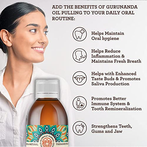 3 Pack GuruNanda Original Oil Pulling - Alcohol & Fluoride Free, Natural Mouthwash - Ayurvedic Blend for Healthy Teeth & Gums, Natural Teeth Whitening and Fresh Breath - Unflavoured (8.45 fl.oz x 3)