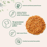 Organic Bee Pollen Granules, 1lb | Pure Fresh Harvest, Natural Superfood, Raw Sweet Flavor | Rich in B Vitamins, Minerals, Protein, & Antioxidants | Keto, Non-GMO