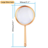 Magnifying Glass,5X Handheld Magnifier with Large Glass Lens and Metal Handle, Magnifying Glasses for Reading, Close Work, Hobbies, Inspection, Science and Crafts, Great for Seniors and Kids (Gold)