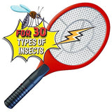 ASISNAI Bug Zapper 18" Electric Fly & Mosquito Swatter Racket - Outdoor/Indoor Killer for Flies, Battery-Operated Tennis Killing Zap, 3000 Volts Electronic Catcher, 2 AA Batteries Included - Red